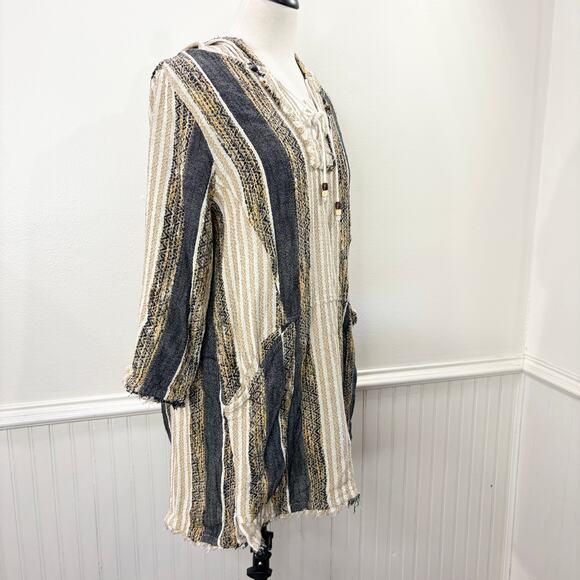 Soft Surroundings Size M Tunic Pullover Hoodie Striped Earthy Granola Beach Boho - Picture 10 of 16
